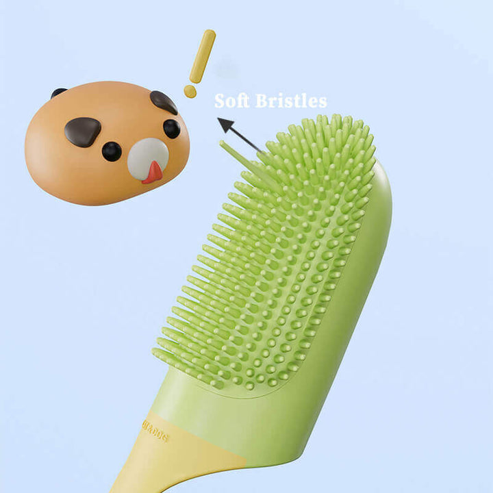 Dog finger toothbrush showing flexible design for comfortable pet teeth cleaning & grooming