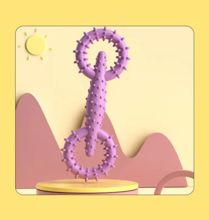 Puppy dental health ring toy, soft yet durable for teething and play.