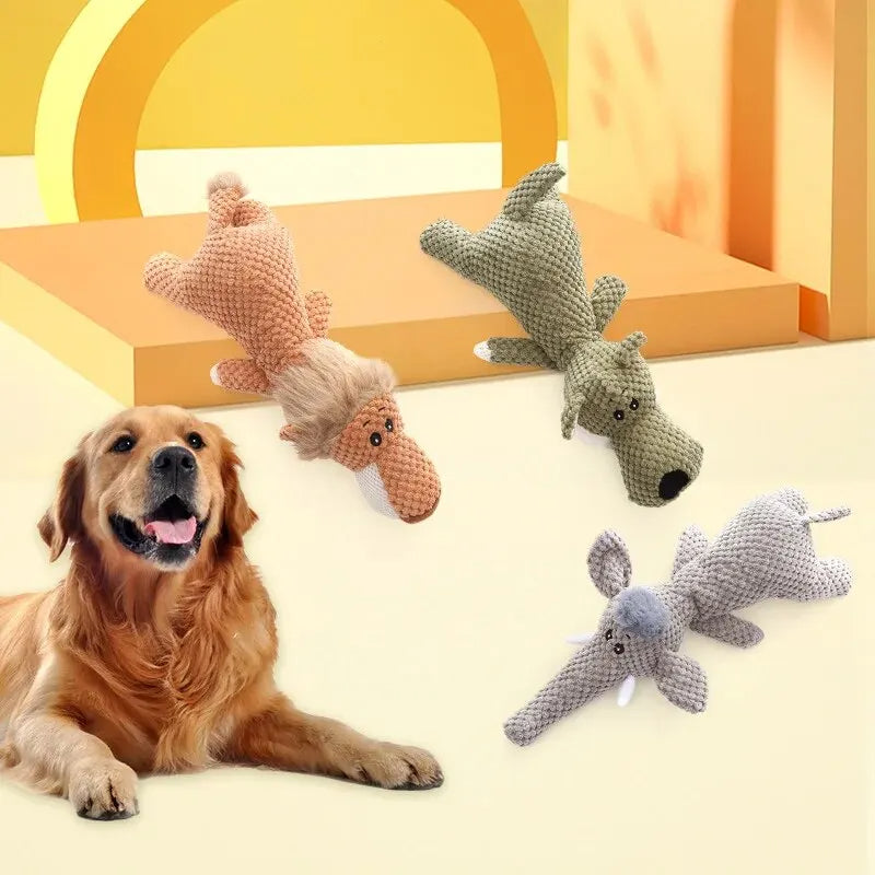 Durable plush dog chew toy, built tough for aggressive chewers & endless playtime. Indestructible pet supply.