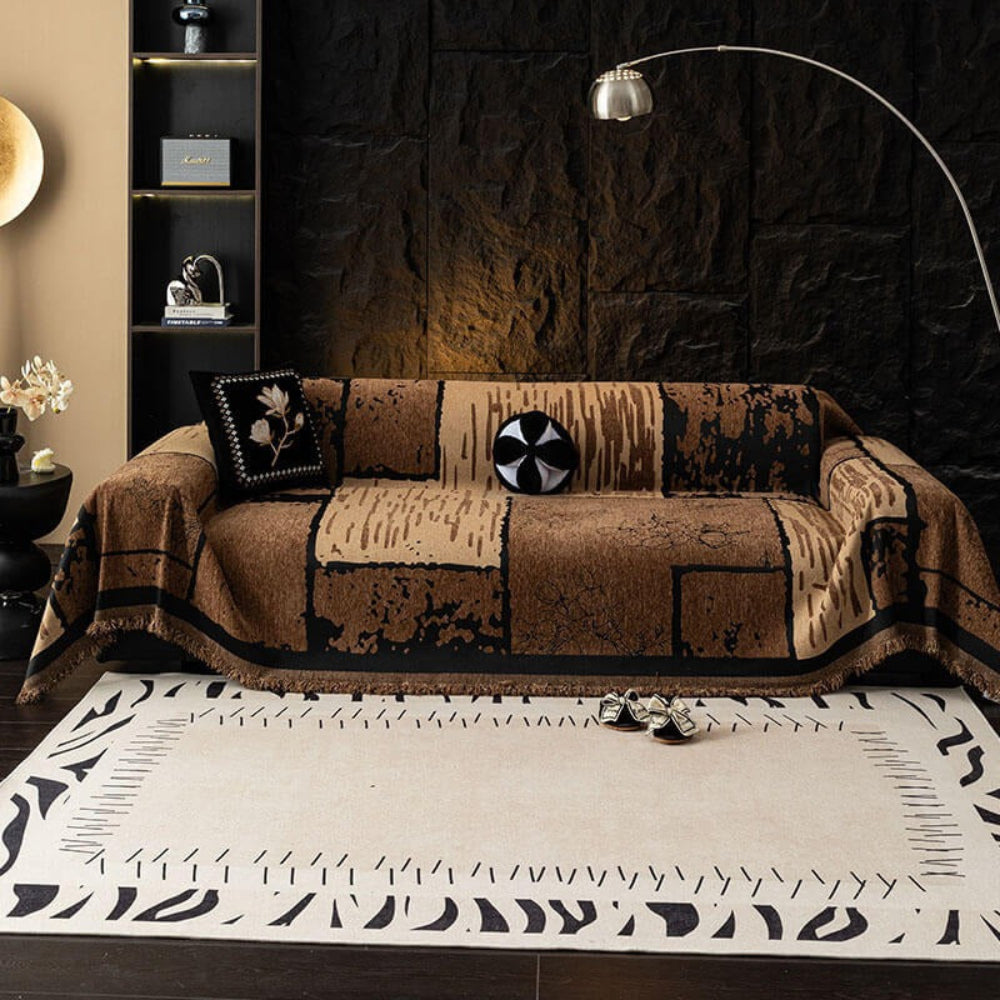 Vintage chenille sofa protector throw with anti-scratch design, ideal for pet-friendly homes.