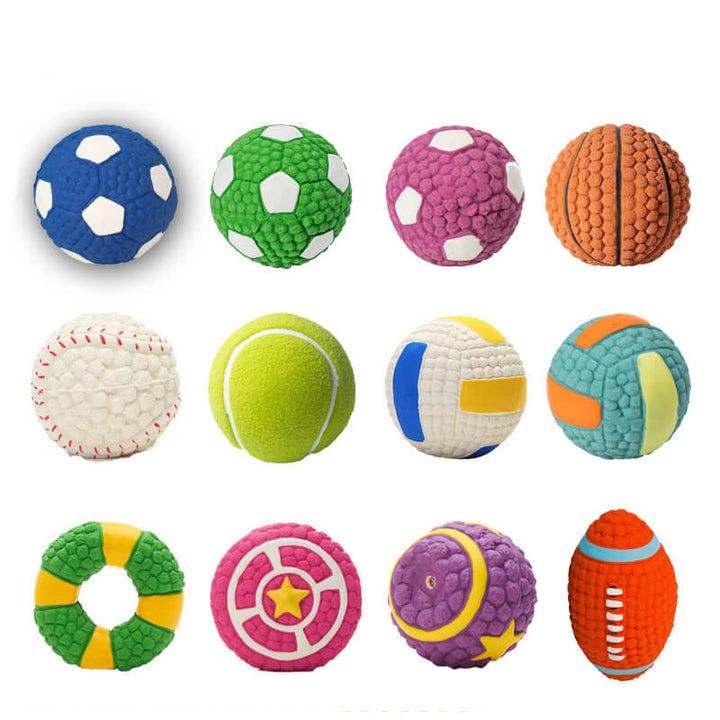 Durable pet latex squeaky ball toy for dogs, vibrant color, perfect for fetch & mental stimulation
