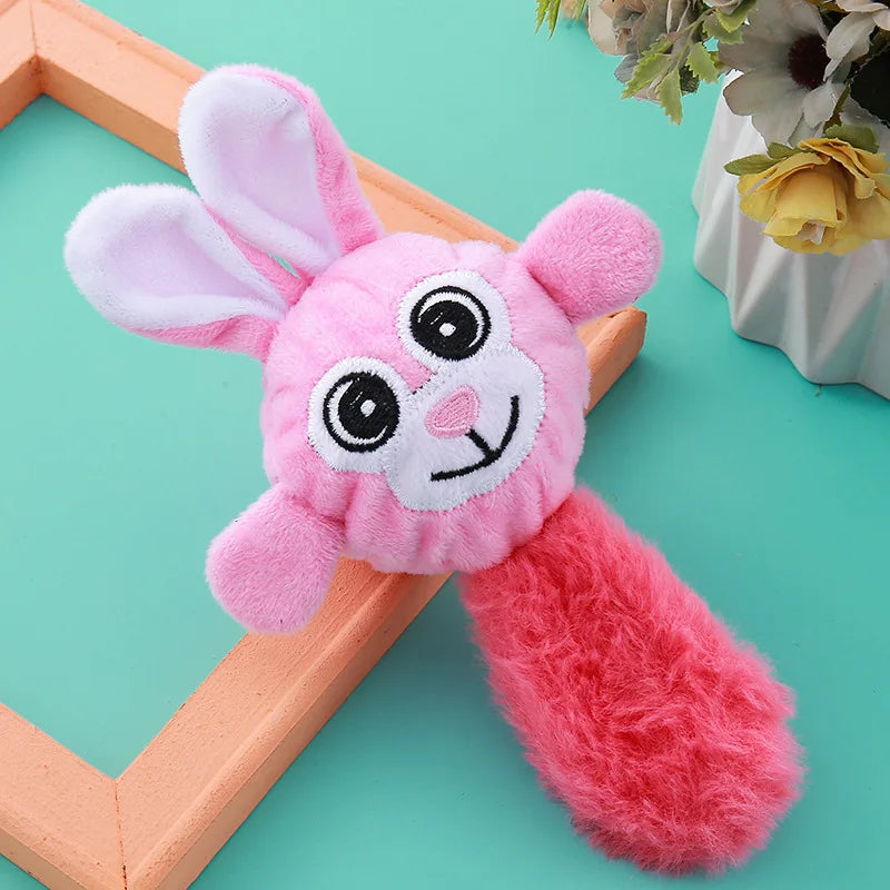 Close-up of interactive squeaky dog toy, tough chew for indoor pets