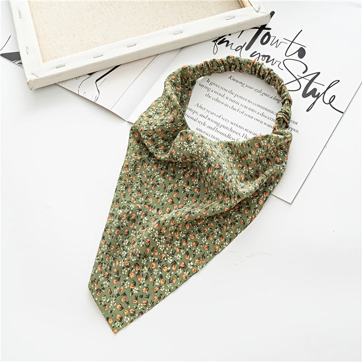 Chic floral pattern chiffon hair accessory, women's bandana headband, adds a touch of fashion.