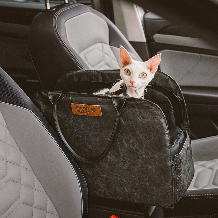 Grey eco-friendly pet travel carrier, airline approved for under-seat