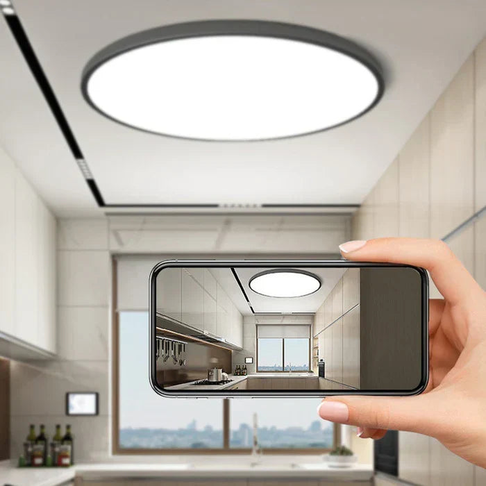 Energy-efficient OrbGlow round LED ceiling light, elegant bedroom lighting.