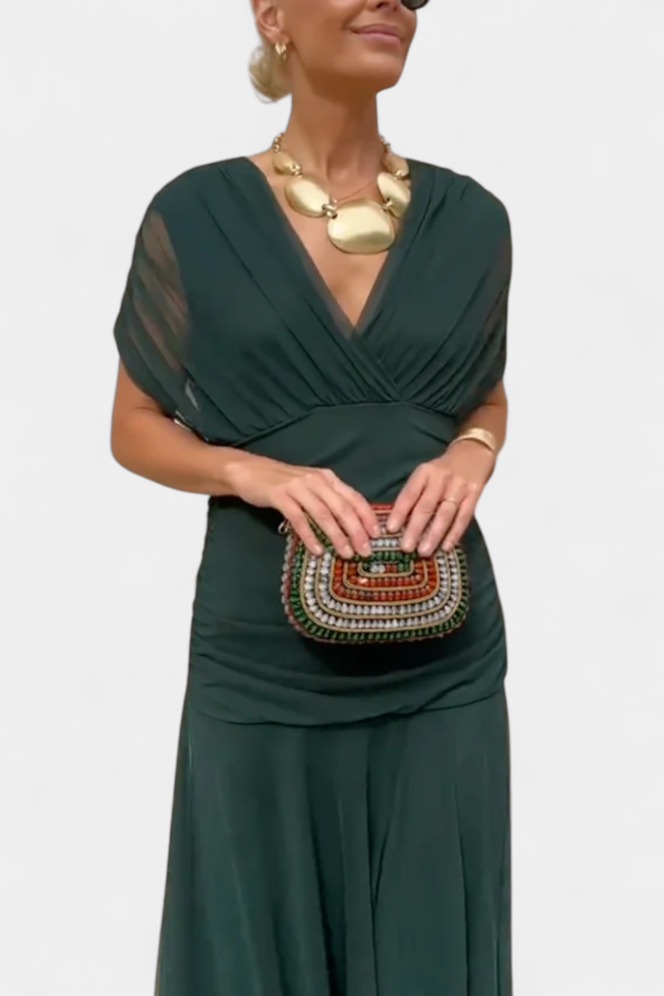 Comfortable and elegant off-shoulder maxi dress, women's formal wear for special events.