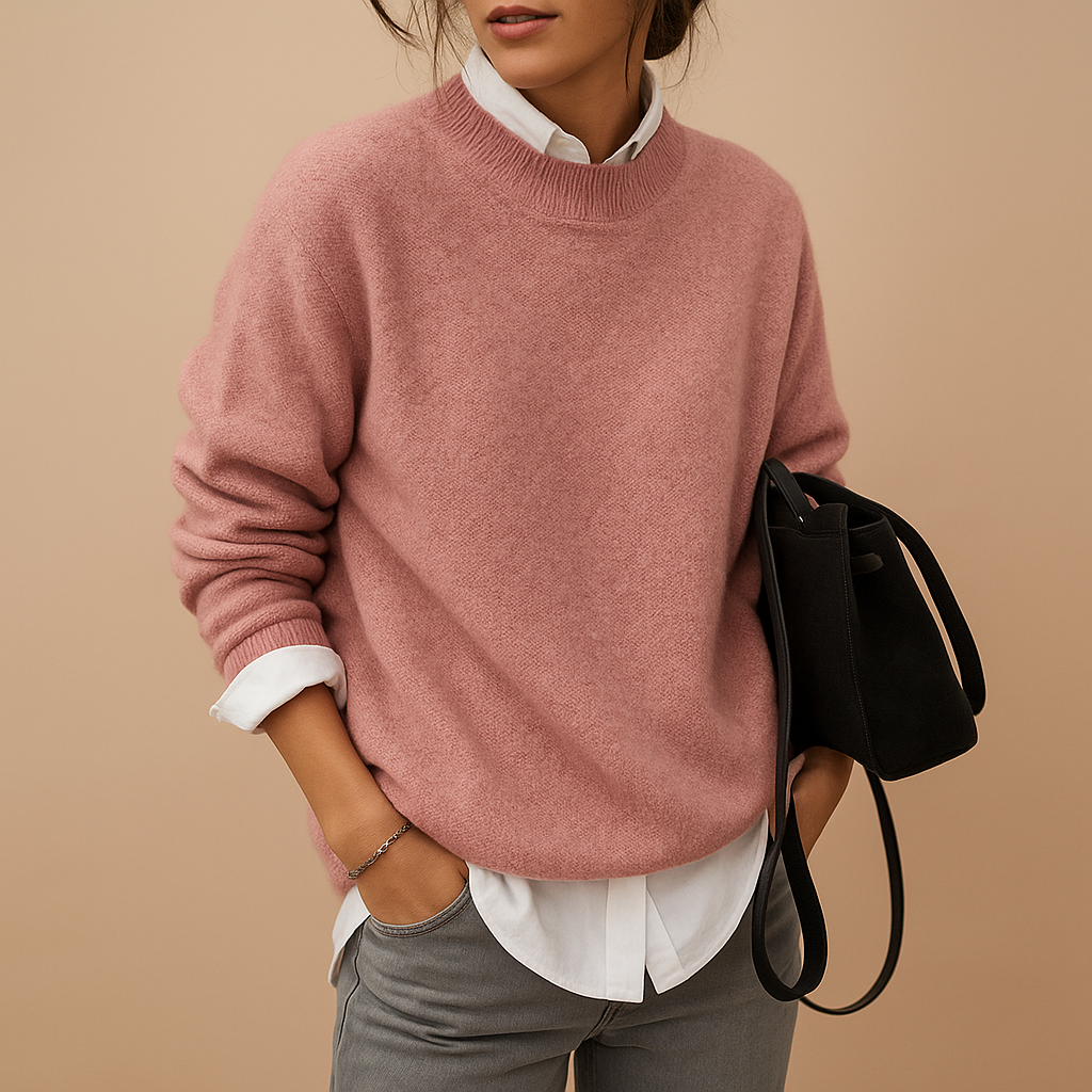 Elegant women's pullover sweater, perfect for office wear or casual fashion. Comfortable long-sleeve knitwear.