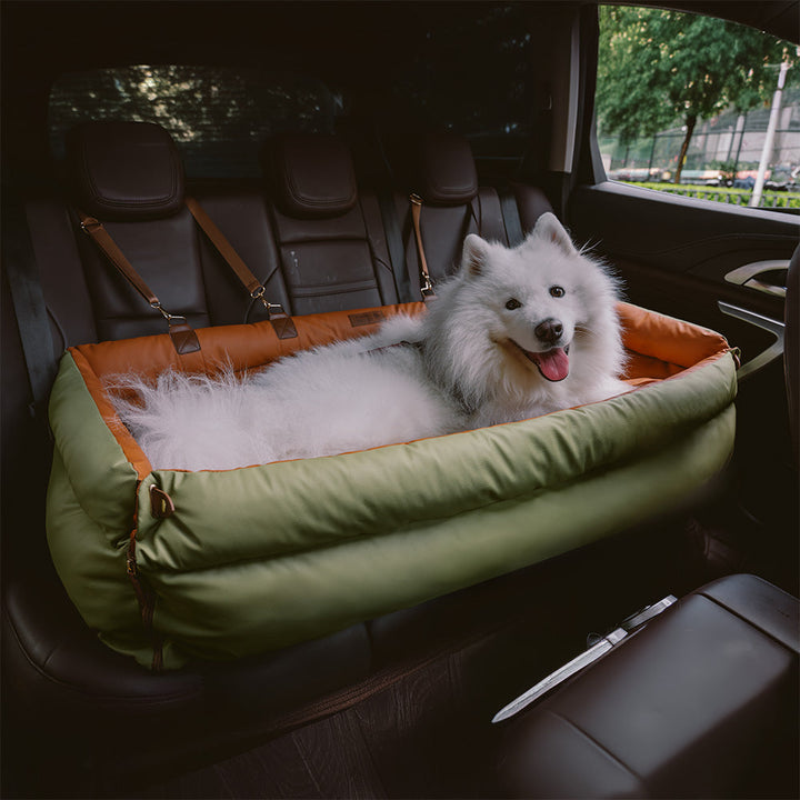 Medium dog car booster seat, faux leather, elevated design for comfortable and safe journeys