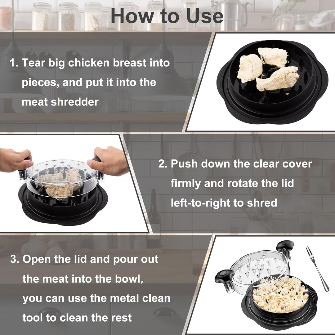 Ergonomic BPA-free chicken shredder. Manual kitchen tool for quick, easy, and safe meat preparation.