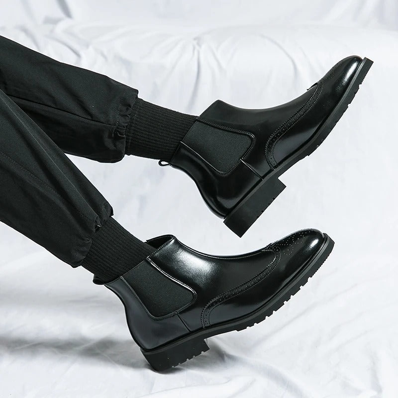 Versatile men's brogue chelsea boots for everyday, blending casual comfort with formal flair.