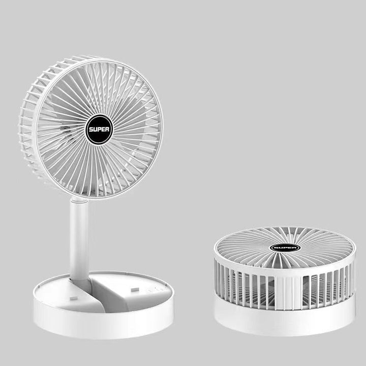 Rechargeable personal cooling fan, foldable design, 4 speeds, perfect for desk, travel, and outdoor use.