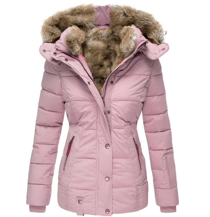 Fashion-forward Valenza women's hooded quilted puffer jacket. Chic winter coat for ultimate coziness.