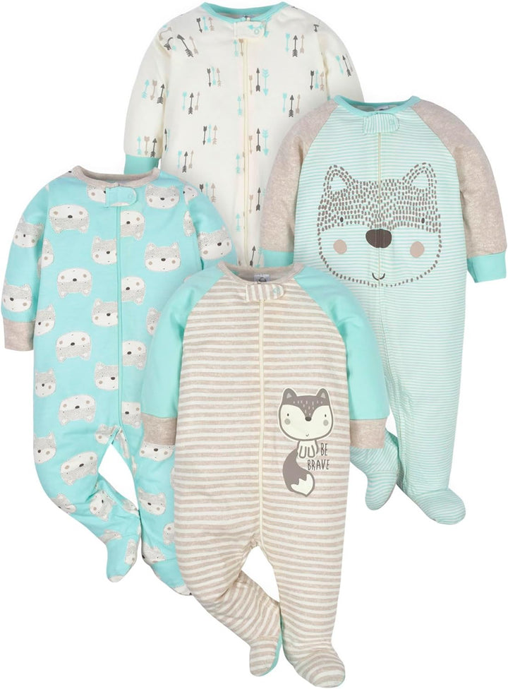 Gerber boys' cozy footed sleepsuit in soft blue fabric, perfect for comfortable infant sleep.