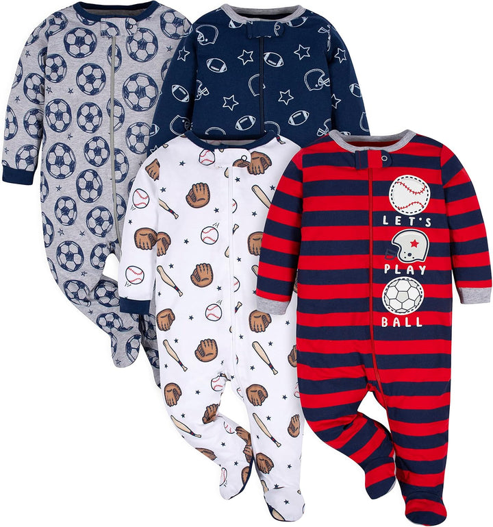 Soft boys' footed pajamas by Gerber, designed for sweet dreams and easy movement.
