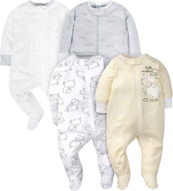 Infant boys' sleepwear: a cozy Gerber footed sleepsuit with convenient zipper closure.