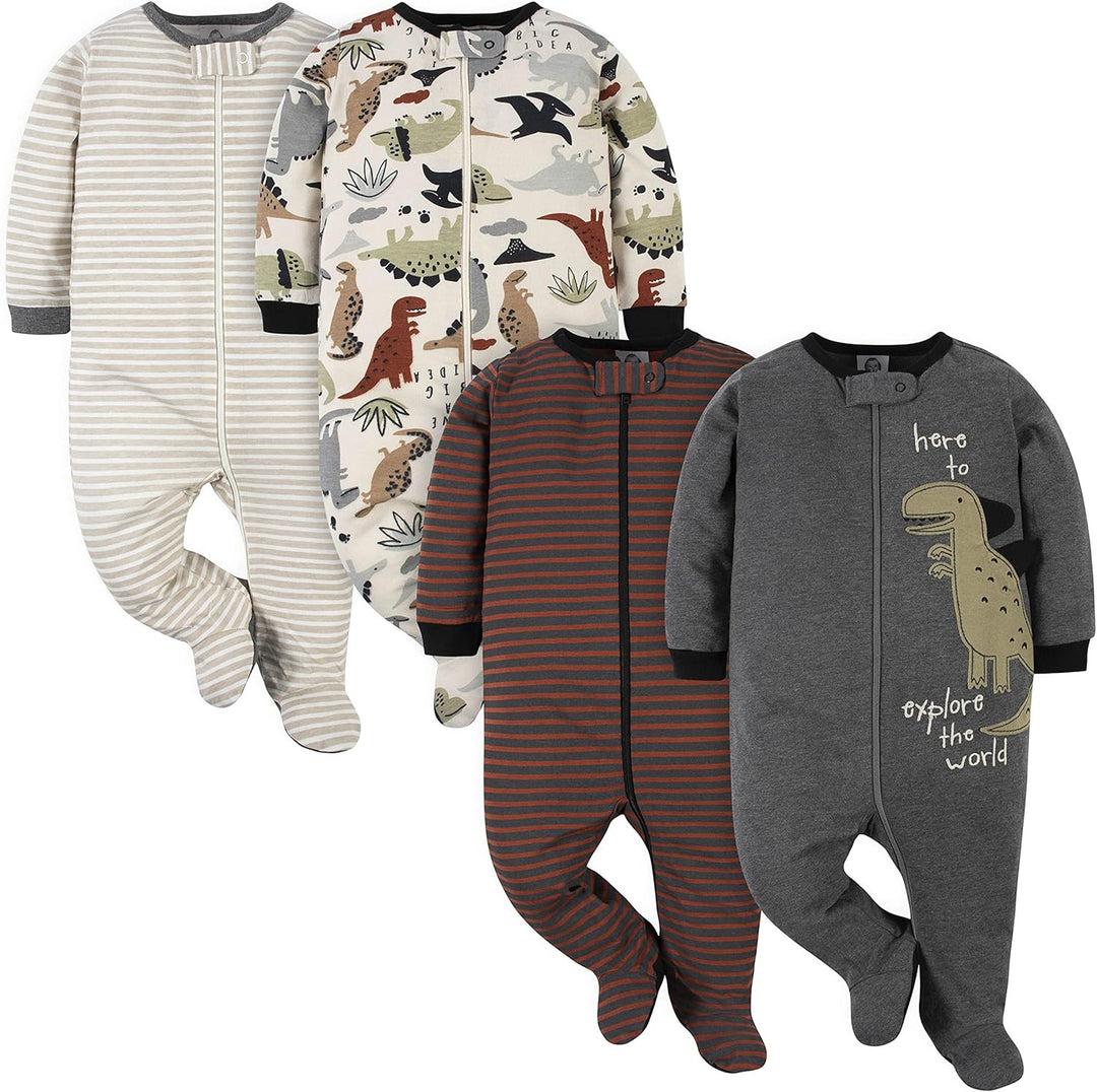 Gerber boys' footed sleepsuit with a fun print, ensuring snug and secure baby sleep.
