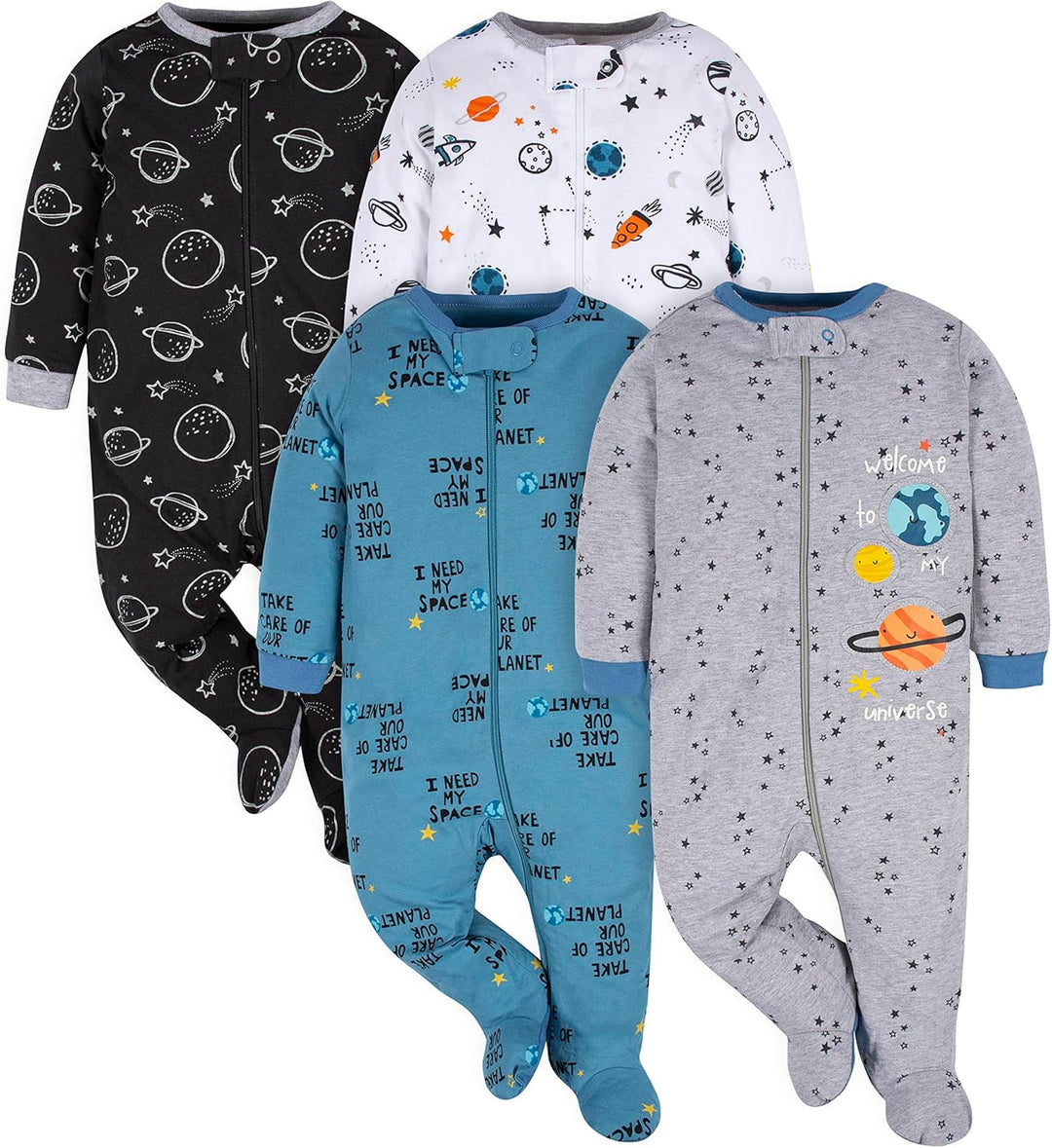 Warm Gerber footed sleepsuit for infant boys, perfect for keeping little feet cozy.