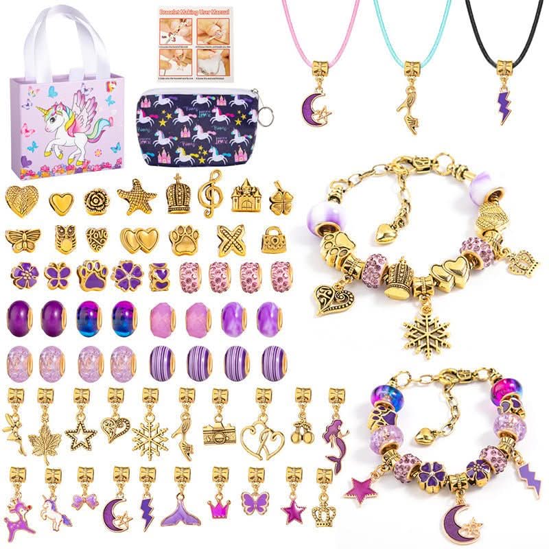 Creative charm bracelet kit for girls, an enjoyable art project for handmade sparkling jewelry.