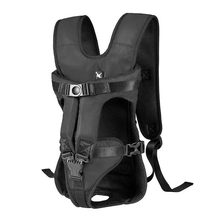 Breathable pet carrier backpack for small dogs & cats, hands-free travel, close-up of mesh