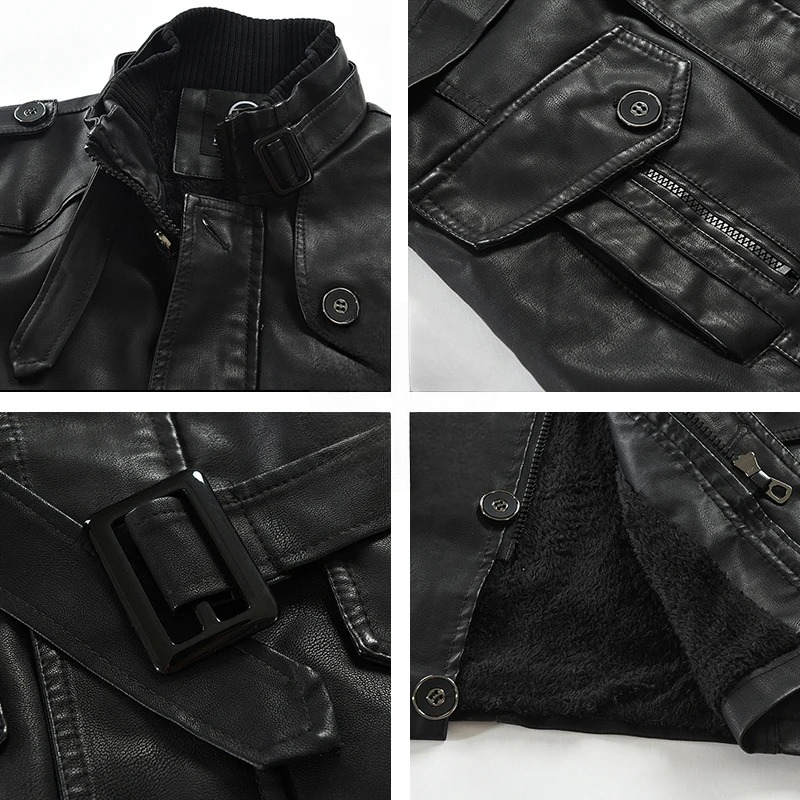 Man wearing a sleek black urban jacket, showcasing its modern style, stand collar, and zippered pocket detail.