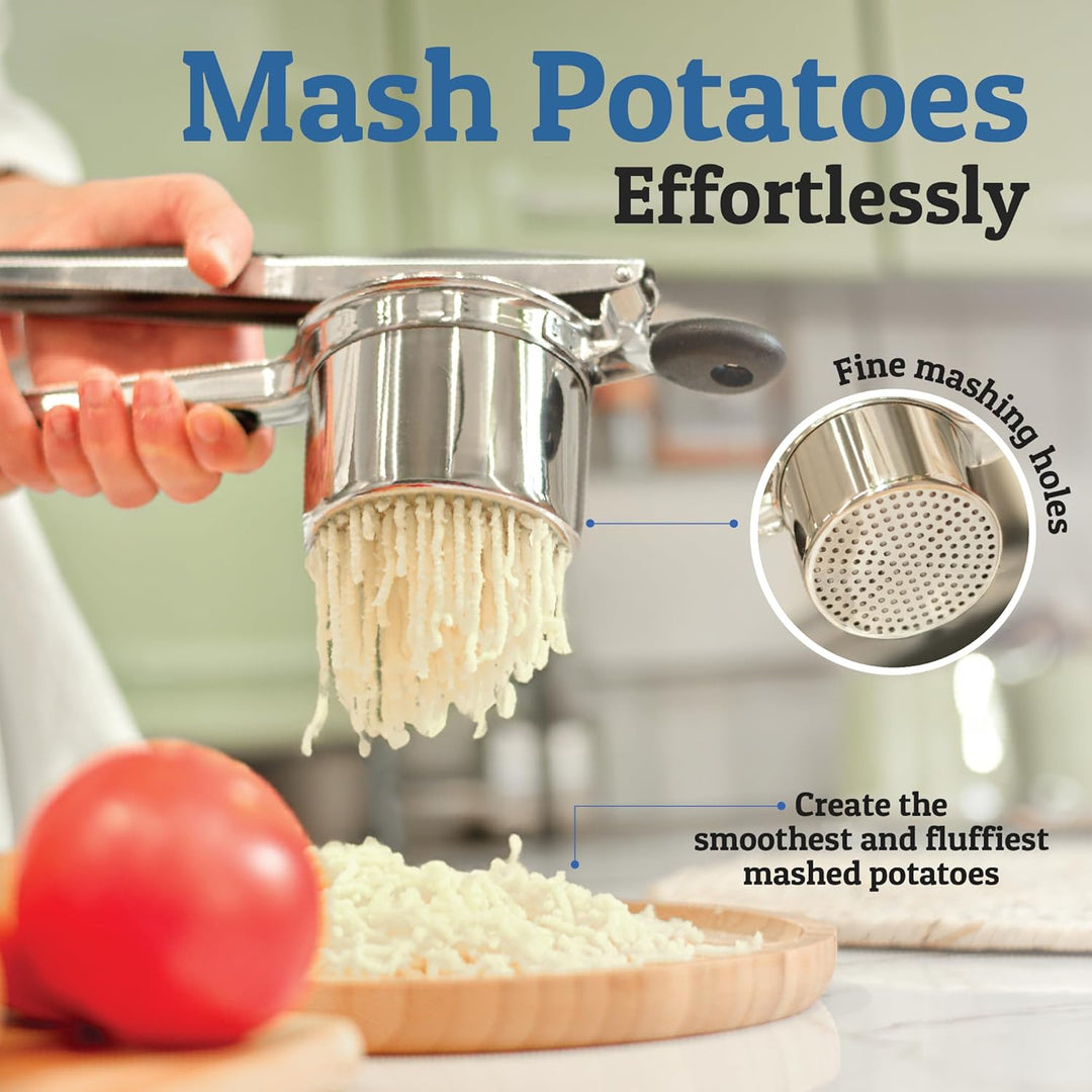 Robust stainless steel potato masher, a must-have heavy-duty kitchen tool for perfect mashed potatoes.
