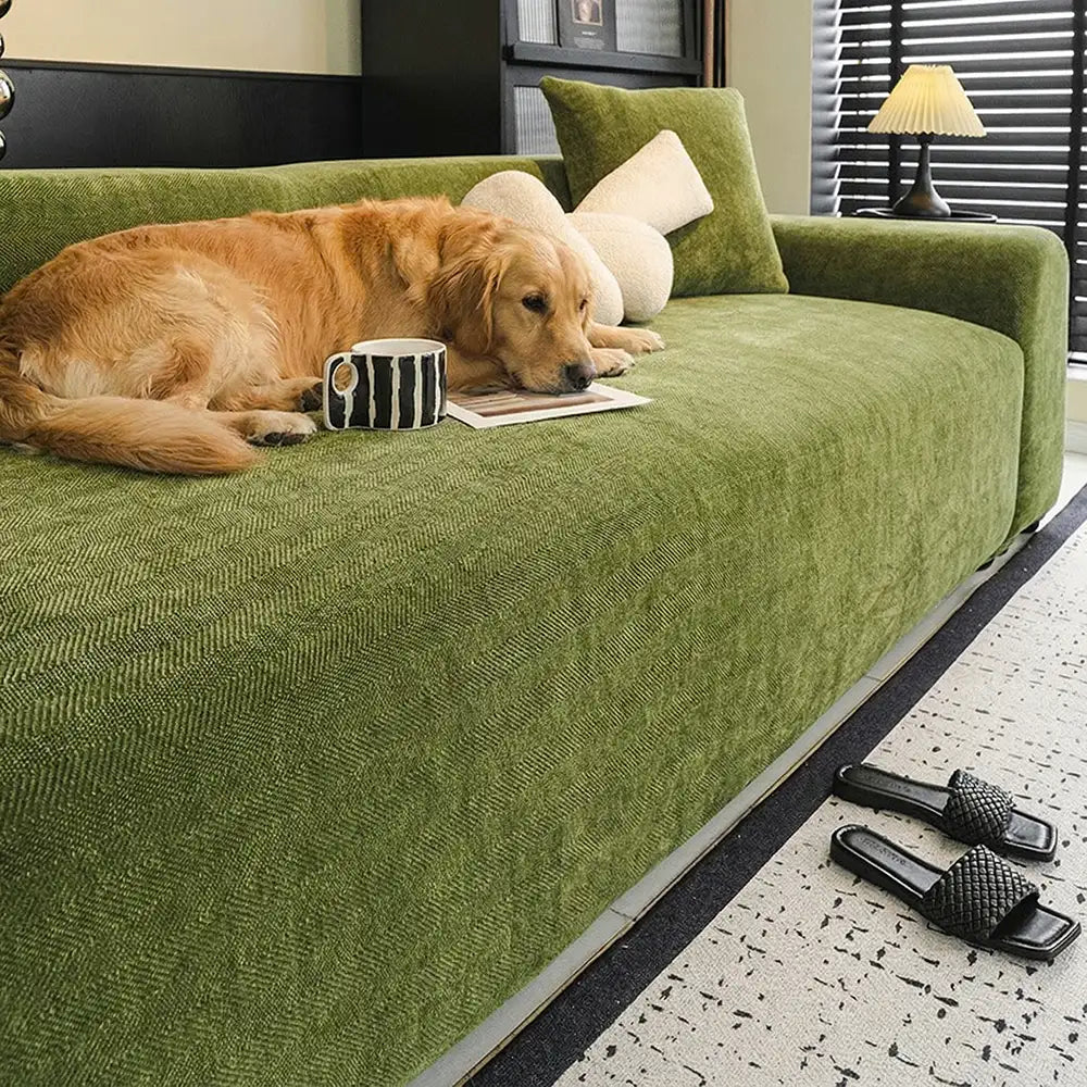Premium quality pet protection sofa cover made from soft, resilient herringbone chenille