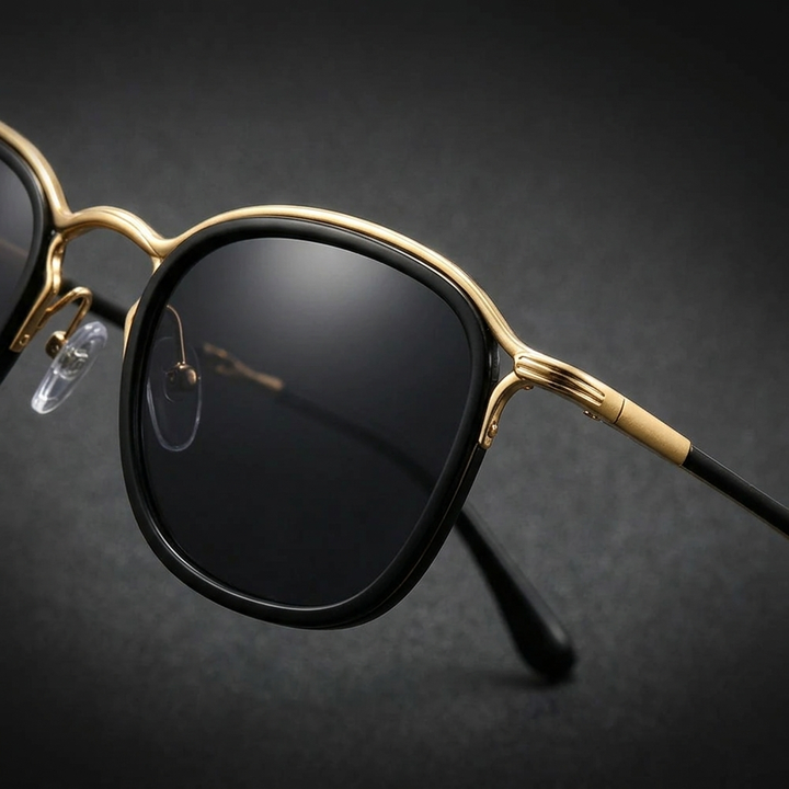 Blue leopard Elvian round sunglasses, ensuring UV protection and reducing glare.