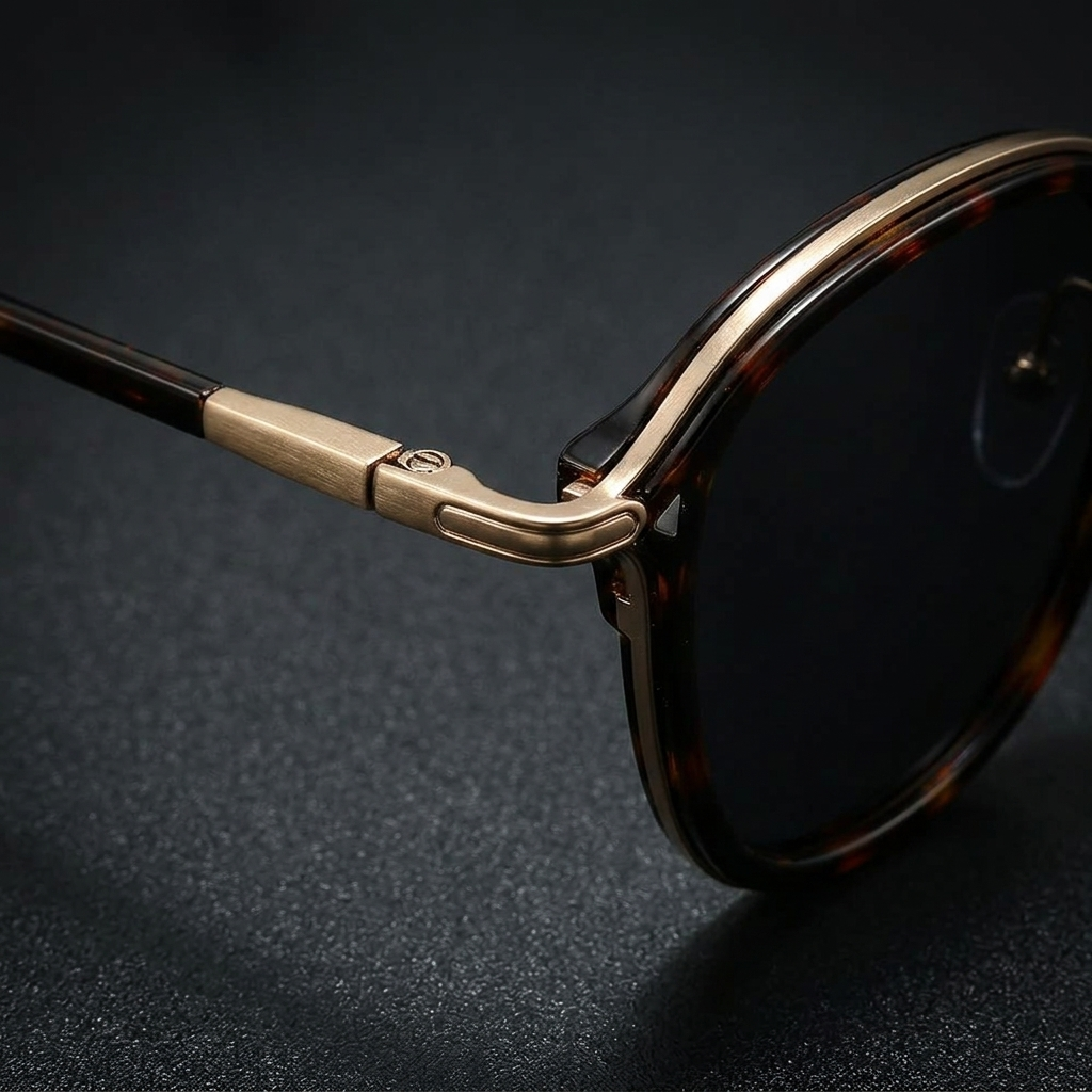 Copper tortoise Elvian round frame sunglasses with UV protection & anti-glare lenses.