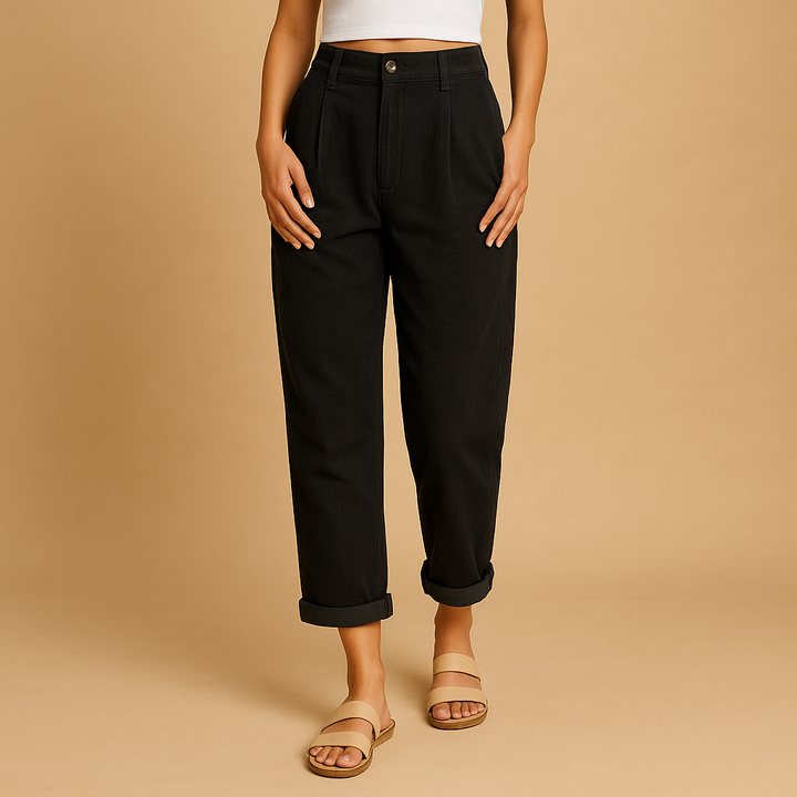 Women's high waist corduroy pants, straight leg, relaxed fit, perfect for comfortable fall casual wear.