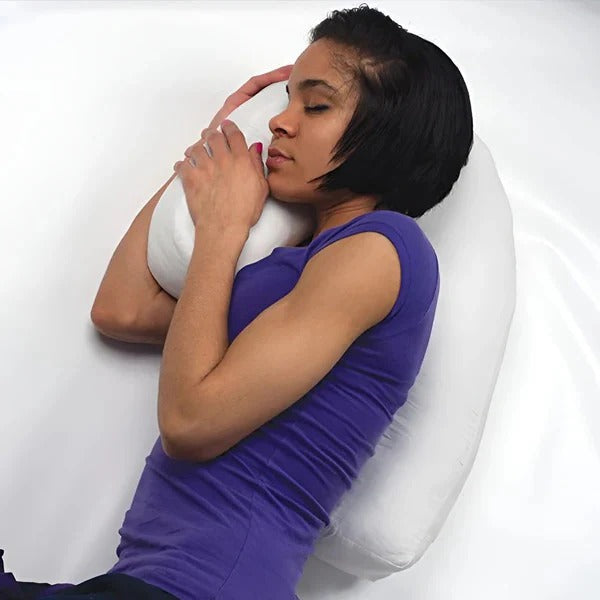 Therapeutic side sleeper ear pillow for pressure relief & neck support; ideal for ear pain, enhancing sleep comfort.