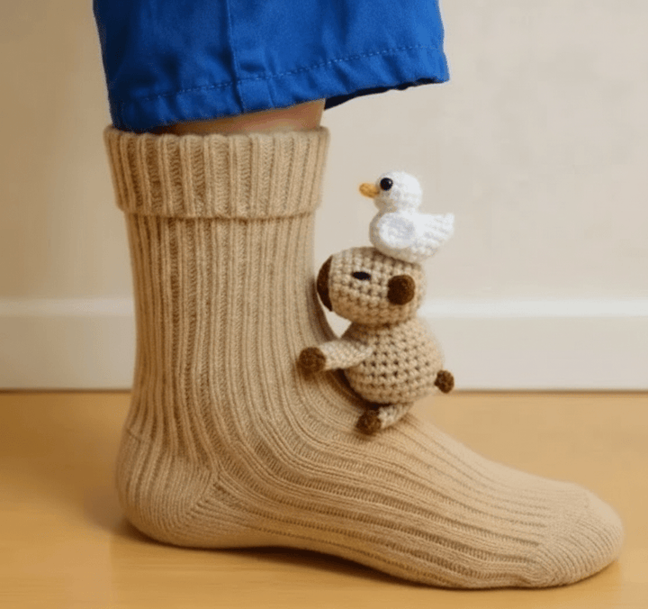 Cute unisex animal house socks with a practical non-slip sole, ensuring cozy warmth at home.