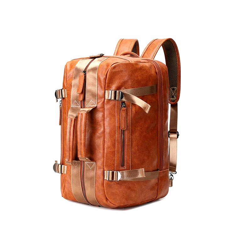Women's premium leather 3-in-1 convertible backpack, shoulder bag & handbag. Versatile fashion accessory.