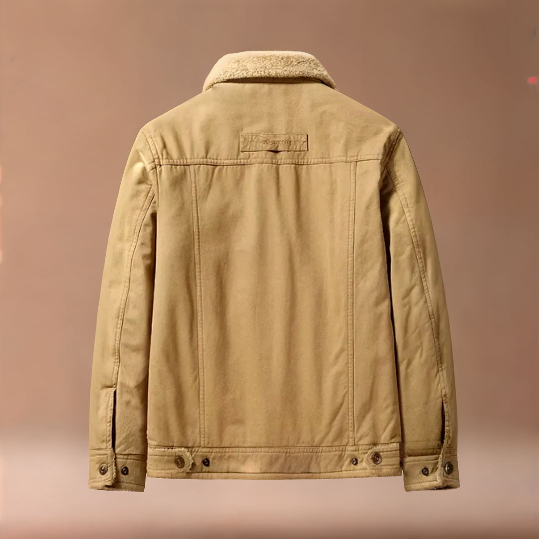 Stylish men's Timberline Sherpa Lined Trucker Jacket in cotton, cozy winter outerwear with sherpa lining.