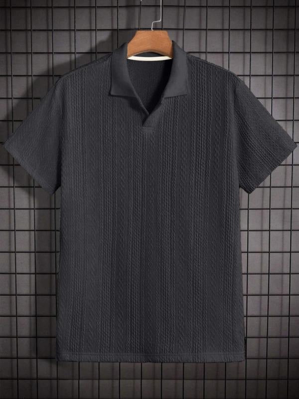 Elevated style men's textured polo shirt with modern fit. Versatile short sleeve for casual or smart-casual looks.