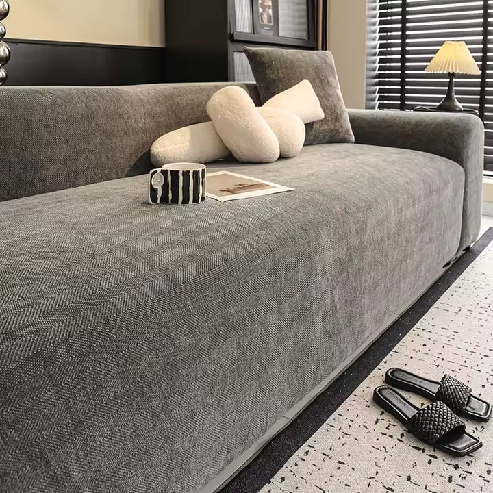 Herringbone Chenille Sofa Cover with Pet Protection
