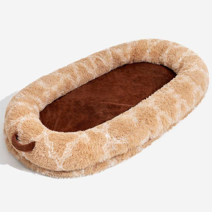 Softest calming pet and human bed, extra-large, cozy donut shape for ultimate relaxation