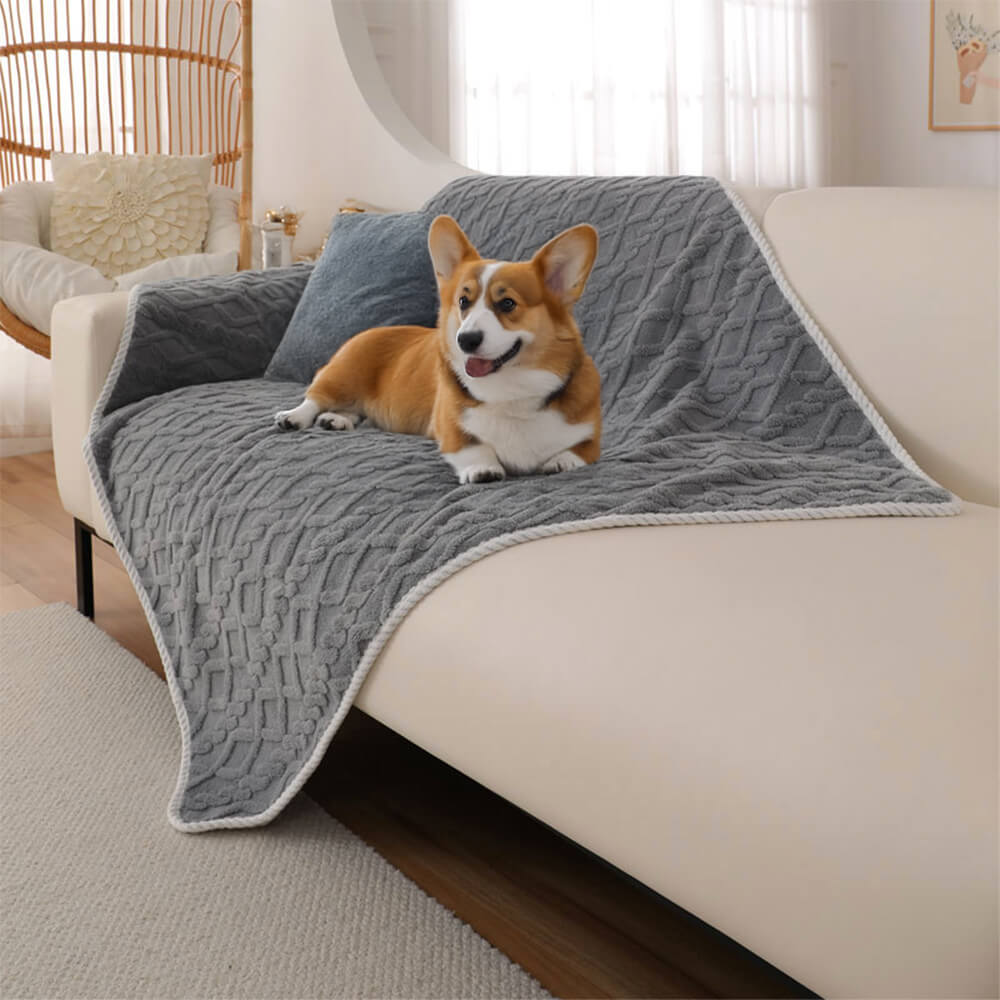 Cozy waterproof pet blanket, warm polar fleece for ultimate dog comfort and sofa protection