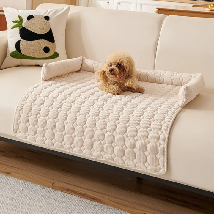 Machine washable pearl fleece dog mat, sofa and furniture protector, non-slip pet bed for living room