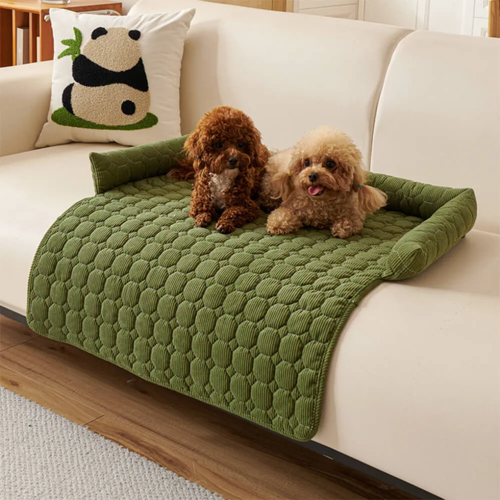 Non-slip pearl fleece pet protector mat, designed as a comfortable dog sofa bed and furniture cover