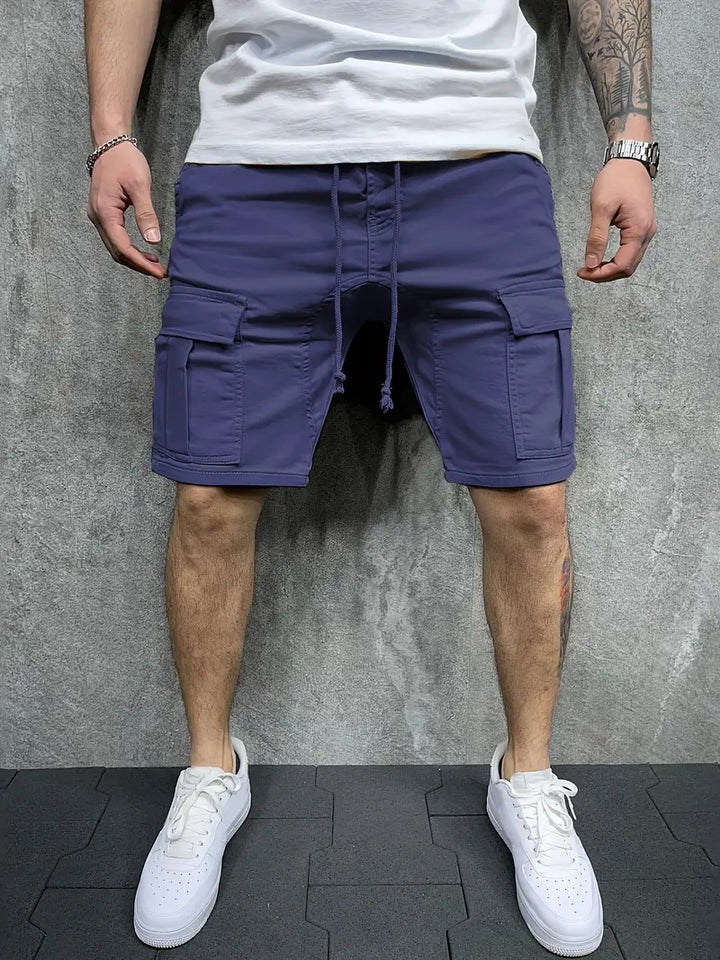Men's casual cargo drawstring shorts in gray, perfect for summer everyday comfort.