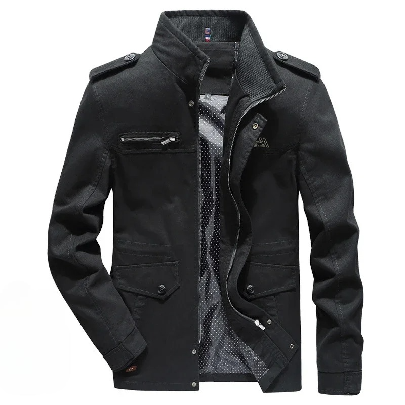 Versatile men's classic utility jacket in green, black or khaki, perfect for all-season casual style.