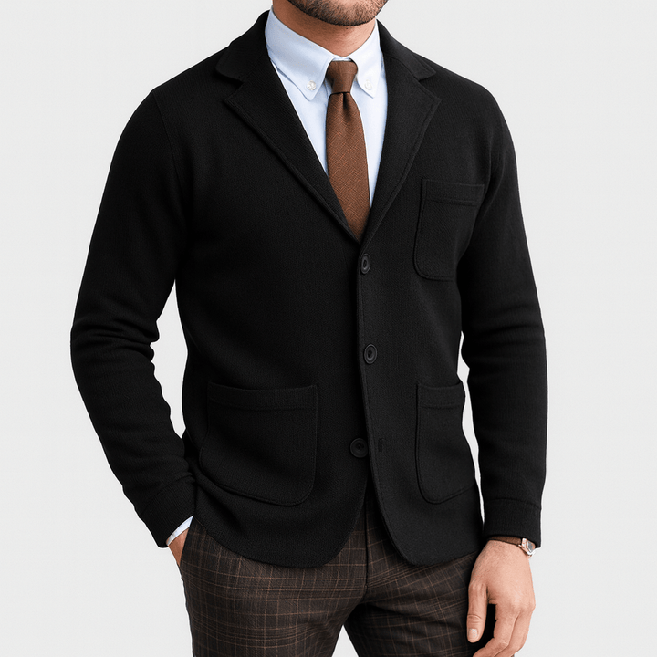 Versatile men's classic single-breasted blazer for smart casual or formal business attire.