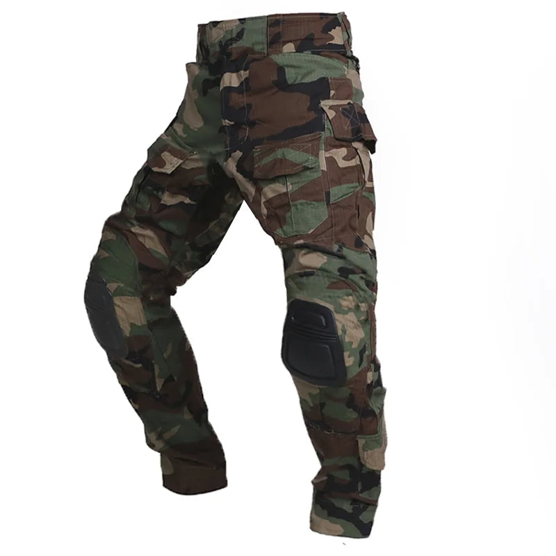 Stylish men's durable cargo pants with practical knee protection for rugged outdoor fashion.