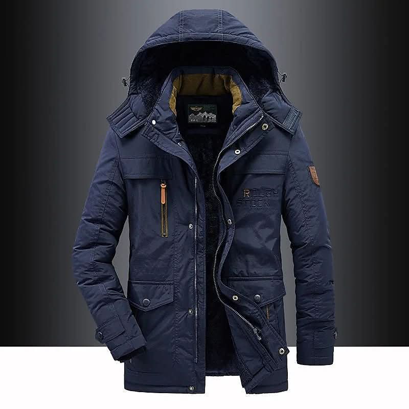 Premium men's insulated jacket, FrostGuard design for ultimate warmth in harsh winter conditions.