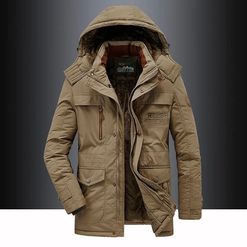 Stylish men's puffer jacket, black, offering superior warmth & windproof protection for winter.