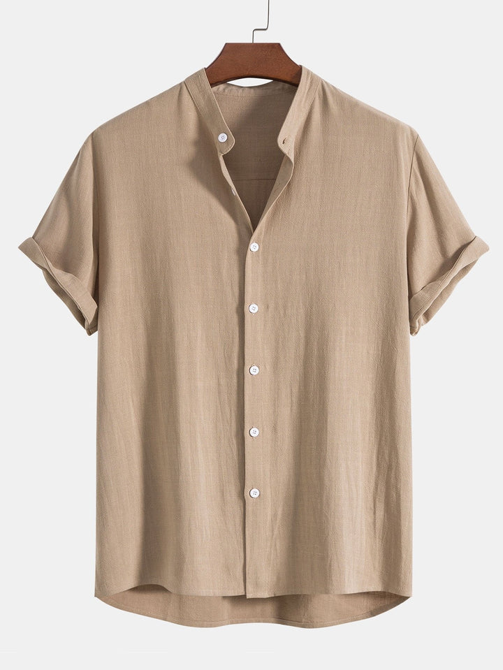 Men's relaxed fit shirt & pants set with rolled cuffs for a cool, casual summer style.