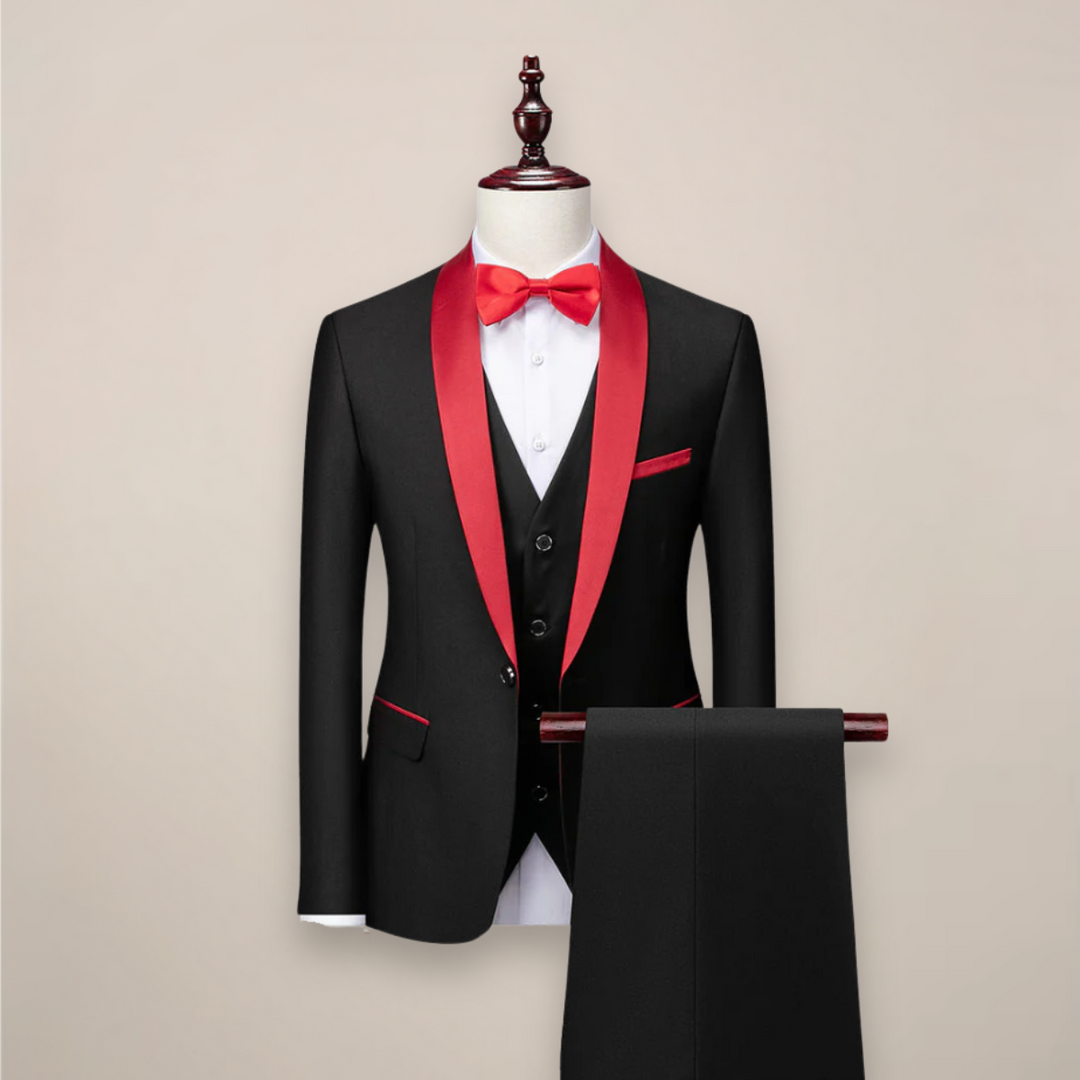 Premium men's slim fit 3-piece tuxedo. Elegant and tailored for formal events, weddings, or special occasions.