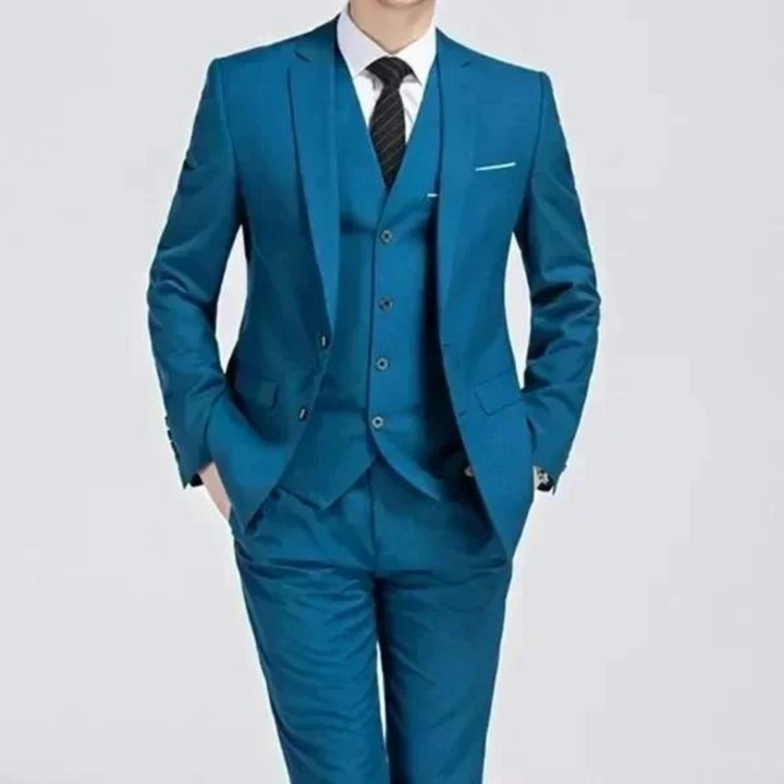 Versatile men's formal three-piece suit. Ideal as a business suit, wedding attire, or for any elegant event.