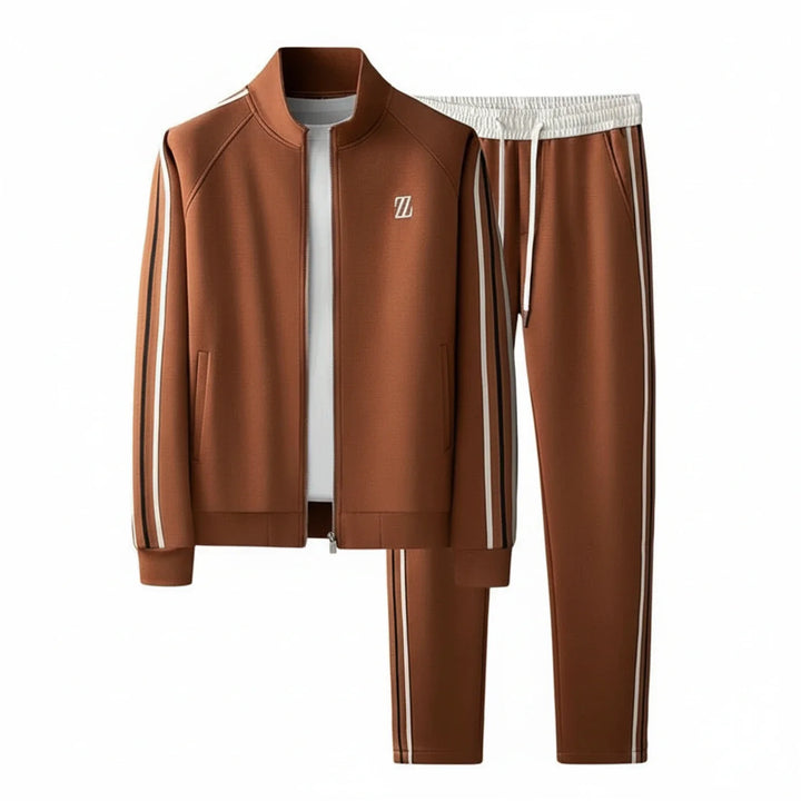 Men's comfortable zip-up tracksuit set for casual style, featuring a jacket and joggers.