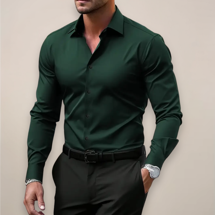Versatile men's long sleeve shirt, slim fit design, ideal for both casual everyday wear and formal occasions.